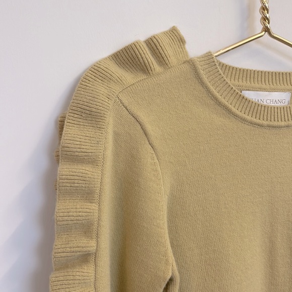 NWOT JULIAN CHANG Wool Cashmere Blend Ruffle Trim Crewneck Pullover Sweater S - Picture 4 of 7